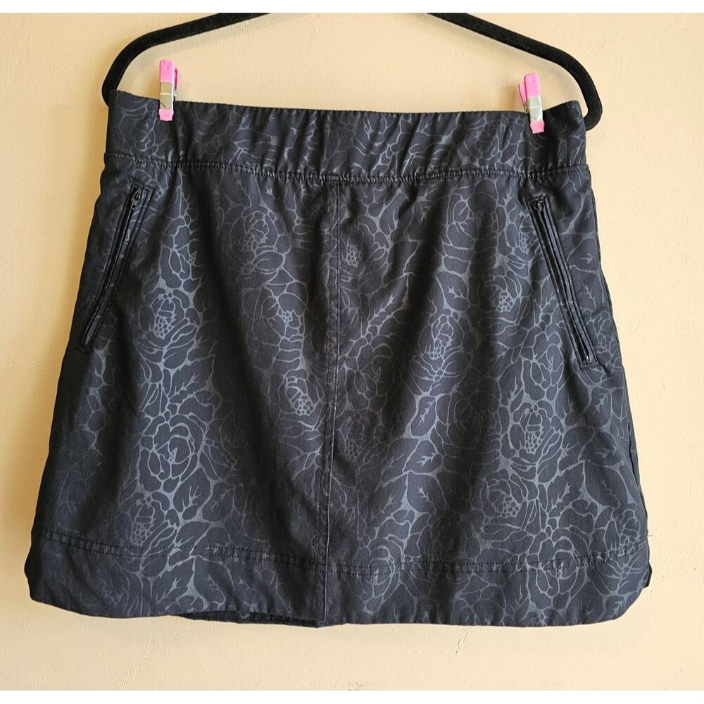 ORVIS Rose Embossed Pull On Travel Skort Inner Short- Black- Women's Large